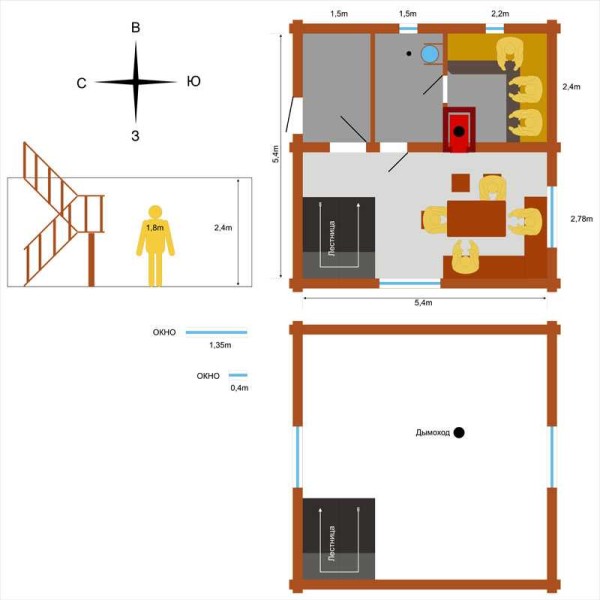 2 этажные бани из бревна или бруса: проекты, фото, чертежи
