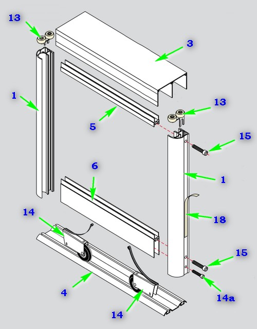 Схема сборки двери с использованием вертикального профиля С