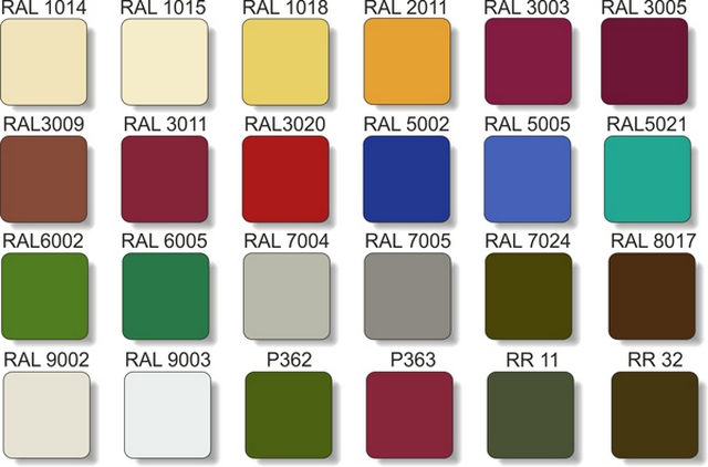 Выпускается профнастил в различных цветовых тонах по стандартным каталогам