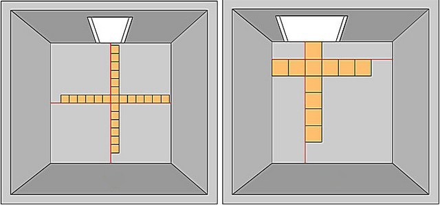 Возможные варианты укладки стартовых рядов керамической плитки
