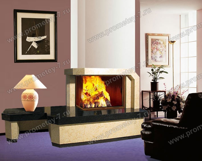 Фронтально-угловой камин Сиеста