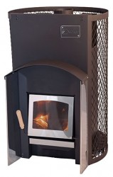 Печь для бани Вулкан с сетчатым кожухом Прометей 24 Стекло